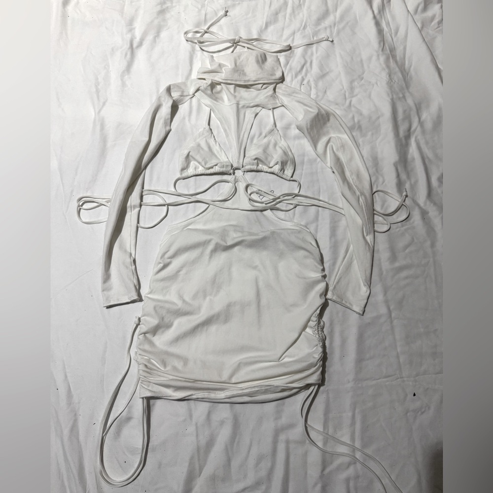Dolls Kill Darker Wavs Filter Strappy Cut-Out White Mini Dress SOLD OUT